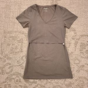 Olive Green Boob Design Short Sleeve Nursing Top